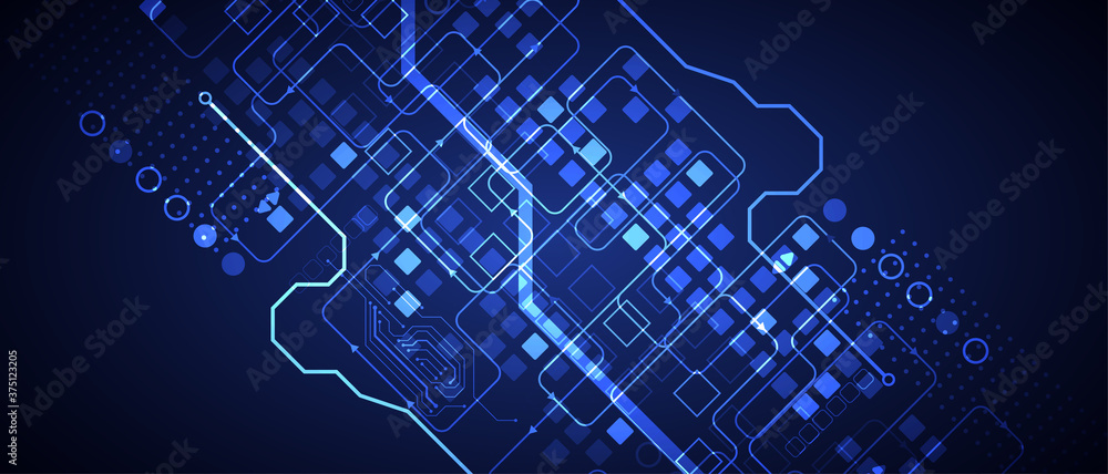 Wall mural abstract technology concept. circuit board, high computer color background. vector illustration with