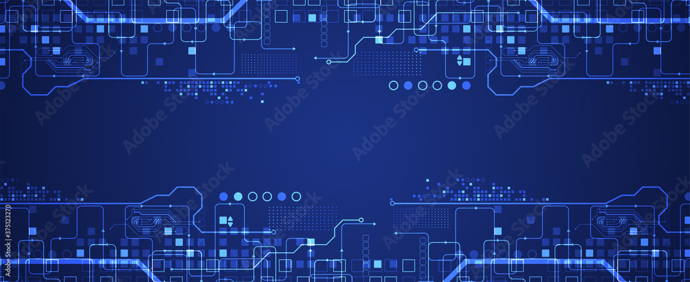 Wall mural abstract technology concept. circuit board, high computer color background. vector illustration with