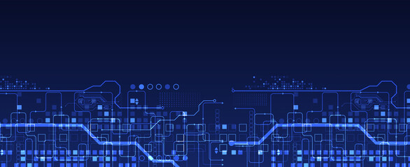 Abstract technology concept. Circuit board, high computer color background. Vector illustration with space for content, web - template, business tech presentation.