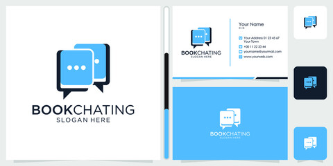 book with chat logo design symbol icon template business card Vector Premium