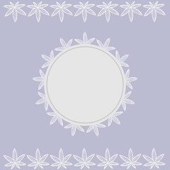 round openwork frame and border made of hemp leaves, color vector illustration in flat style, clipart, design, decoration