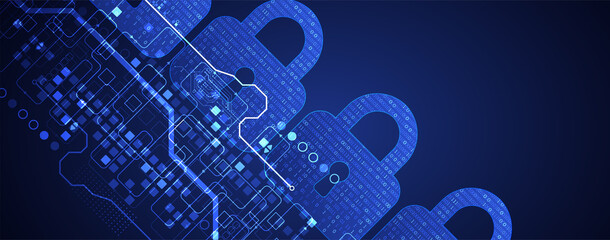 Padlock icon.Ppersonal data security Illustrates cyber data or information privacy idea. Color abstract  internet technology.