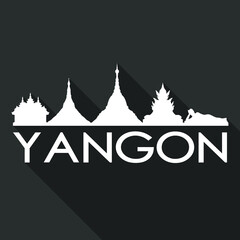 Yangon Flat Icon Skyline Silhouette Design City Vector Art Famous Buildings.