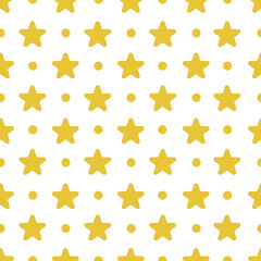 Cute star seamless pattern vector on isolated white background.