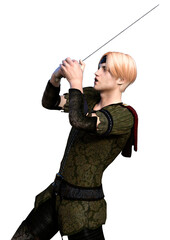 3D Rendering Fairy Tale Prince on White