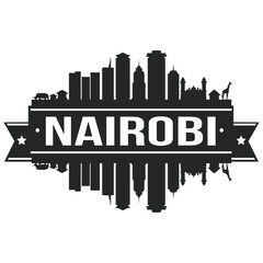 Nairobi Kenya Skyline Silhouette Design City Vector Art landmark.