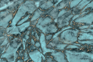 Obraz premium Abstract background, blue marble stone texture with gold veins, luxurious material design, digital illustration
