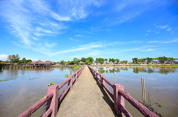 bridge on the lake at wetlands Thale Noi Phatthalung, THAILAND.