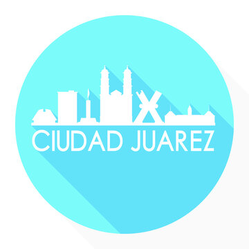 Ciudad Juarez Mexico Flat Icon Skyline Silhouette Design City Vector Art Round.