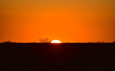 Sonnenuntergang an einem See im Etosha Nationalpark in Namibia Südafrika