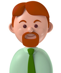 Obraz premium Cartoon character 3d avatar caucasian redhead business man