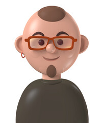 .Cartoon character 3d happy young white man