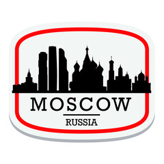 Obraz premium Moscow Russia Label Stamp Icon Skyline City Design Tourism logo.