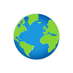 Planet Earth in blue green color, 3d vector illustration