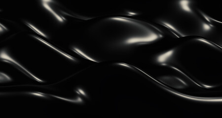 3d illustration Background of black waves, streaks of light and shiny surfaces, glistening, abstract shapes. For an elegant advertisement