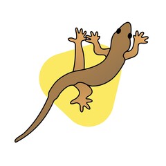 Illustration of Lizard Cartoon, Cute Funny Character, Flat Design