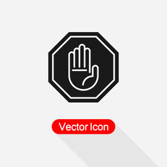 Hand Stop Icon, Hand Icon, Palm Symbol Vector Illustration Eps10