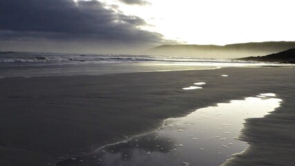 Monochrome Beach Scenery at Dusk, Hermanus,  South Africa