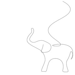 Obraz premium Elephant silhouette line drawing. Vector illustration