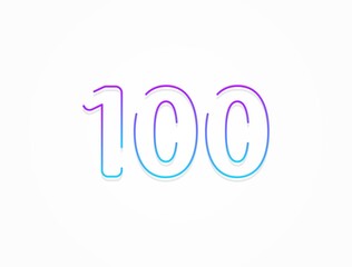 100 number, outline stroke gradient font. Trendy, dynamic creative style design. For logo, brand label, design elements, application and more. Isolated vector illustration