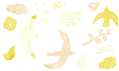 Nordic hand-painted watercolor material