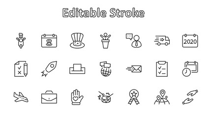 International Presidents Day Set Line Vector Icons. Contains such Icons as Hat, President, Voting, USA, Flag, Elections, Government, Ballot, Box, Check, Politics and more Editable Stroke 32x32 Pixels