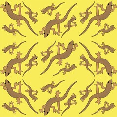 Lizard Cute Illustration, Cartoon Funny Character, Pattern Wallpaper 