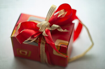 red gift box with ribbon
