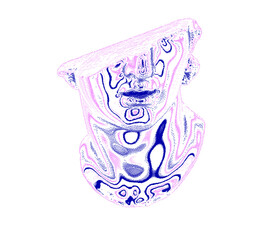 Holographic fragmentary bust in bitmap pixel art style. 
