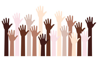 Human hands fight against racism, black lives matter, vector - 375137244