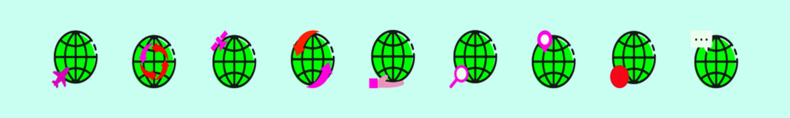 a set of globe icon design template with various models. vector illustration