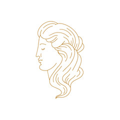 Vector hand drawn  illustration of woman with greek profile  isolated. Creative tattoo artwork. Template for card, poster, banner, print for t-shirt, pin, badge, patch.