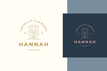 Linear logo of locally grown flower line style