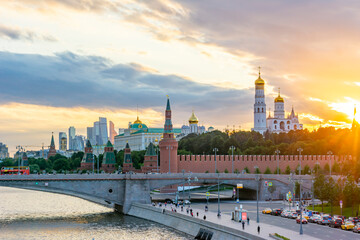 Fototapeta na wymiar Moscow Kremlin towers at sunset, Russia