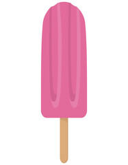 Ice cream in pink glaze. Summer dessert in cartoon style.