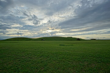 Sunset in nostalgic atmosphere in rural seaside of Japan, Itoigawa, Nigata, Japan
