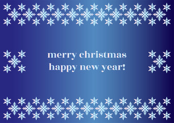 Blue Christmas background with snowflakes. Beautiful winter Christmas frame. Vector illustration