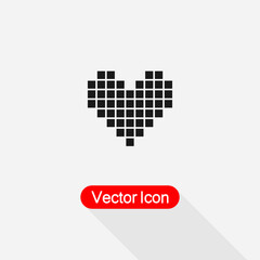 Pixel Heart Icon, Heart Icon Vector Illustration Eps10