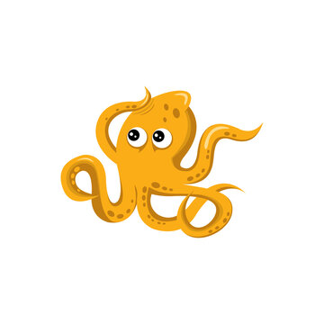 Confused, thoughtful octopus mascot illustration, vector
