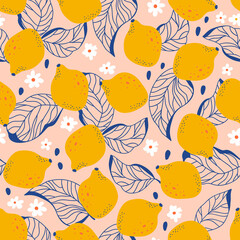 Lemon seamless pattern vector illustration