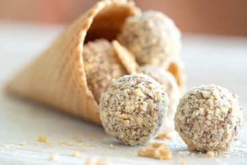 Milk chocolate candy. Handmade sweetness. High quality photo.