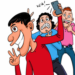 Fototapeta premium The boys taking a selfie