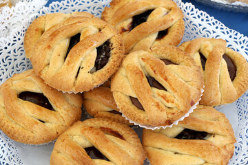 Assortment of Italian chocolate tarts ready to be enjoyed
