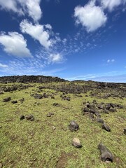 Lande volcanique à l'île de Pâques