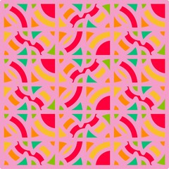 Beautiful of Colorful Semi-Circle, Repeated, Abstract, Illustrator Pattern Wallpaper. Image for Printing on Paper, Wallpaper or Background, Covers, Fabrics