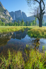 yosemite falls from yosemite valley, california, usa