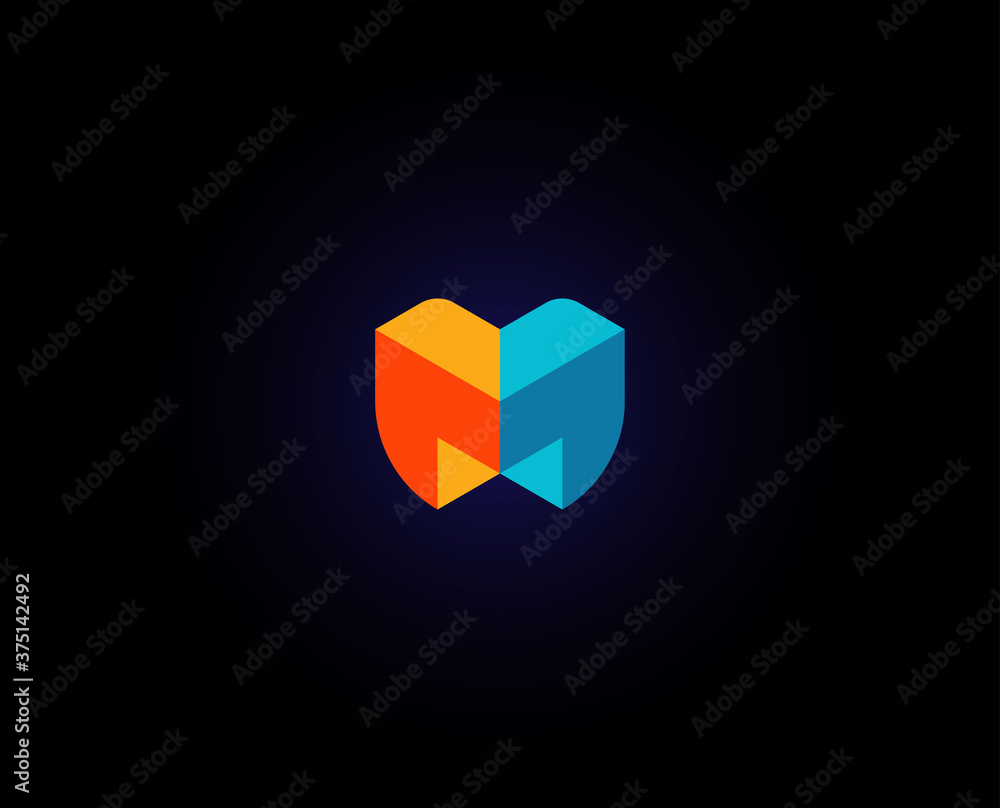 Wall mural geometry isometric cube box logo design concept rotated letter m