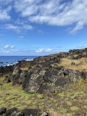 Fototapeta na wymiar Littoral volcanique à l'île de Pâques 