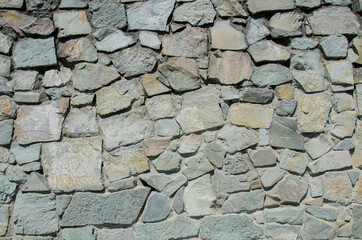 Grey stones wall texture background photo. 