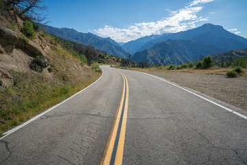 scenic road in kings canyon national park, usa